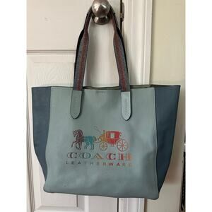 COACH 30625 Grove Multi-Color Logo Tote Pebble Leather bag carriage top handle